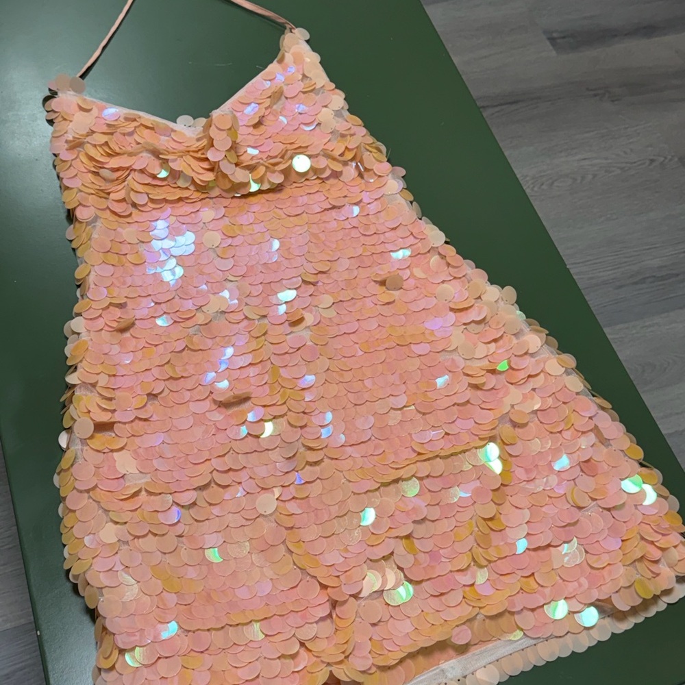 Sequin Mini Dress in Peach